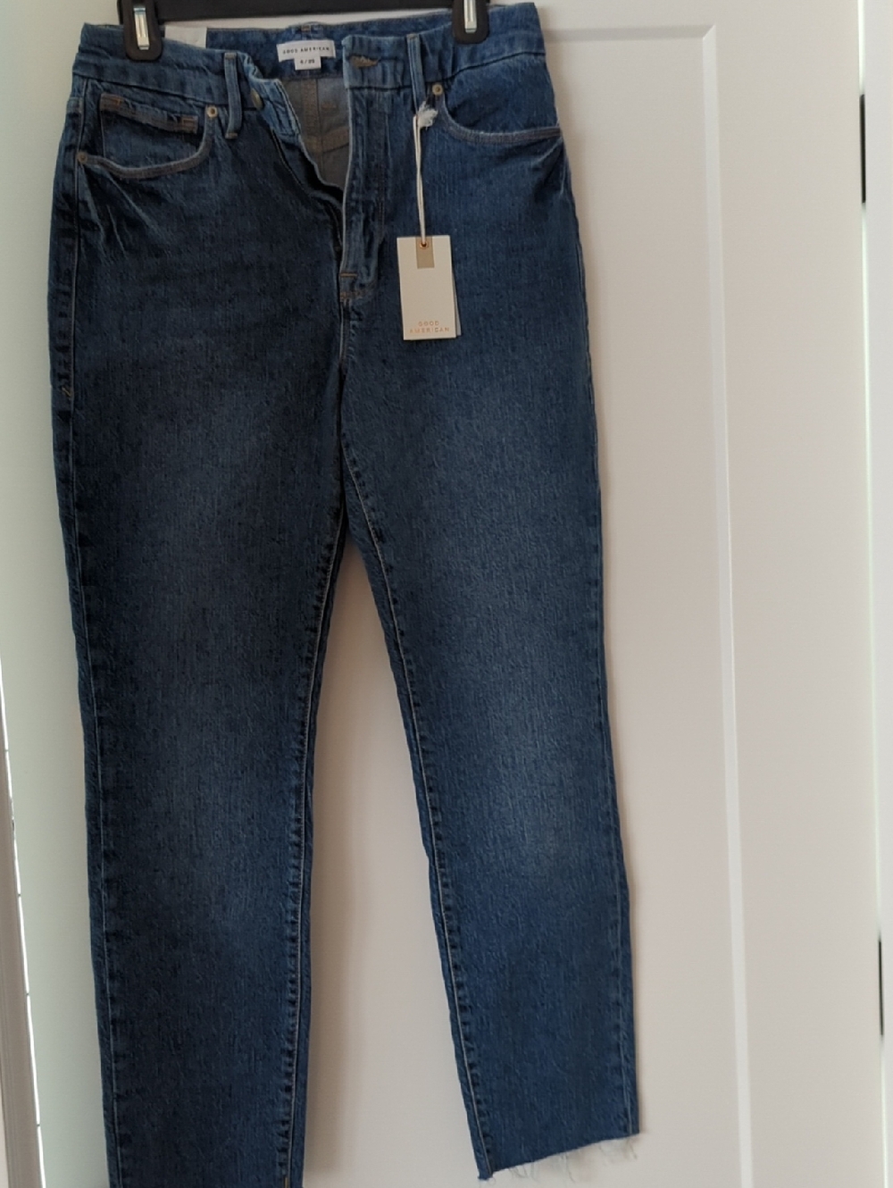 NWT Good American Good Classic High-Rise Jeans in Dark Blue Denim